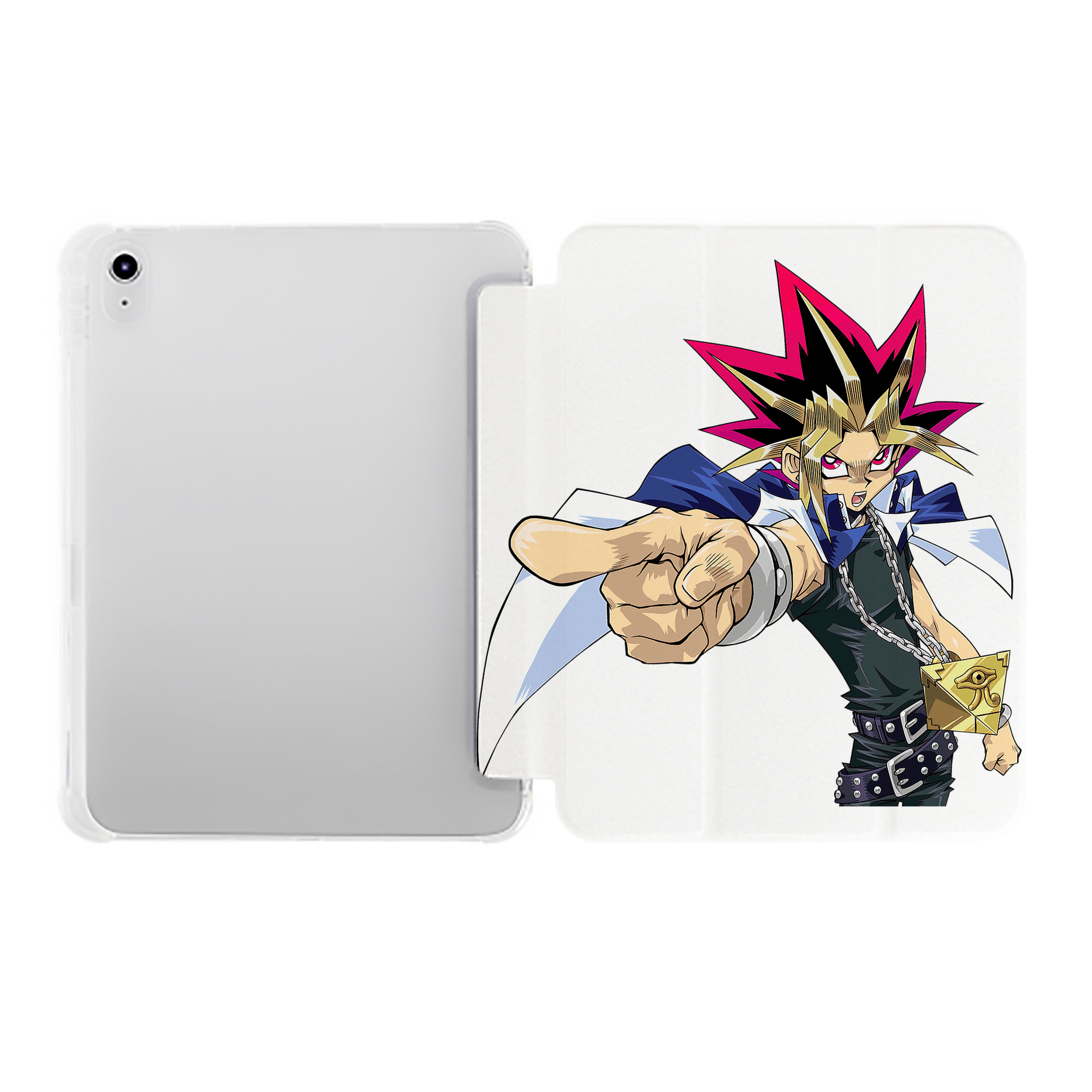（画像用） 遊☆戯☆王 Yu-Gi-Oh! IPad ケース ペン収納付き 三つ折りスタンド PUレザー×シリコン 対応機種9.5/10.5/10.9インチ
